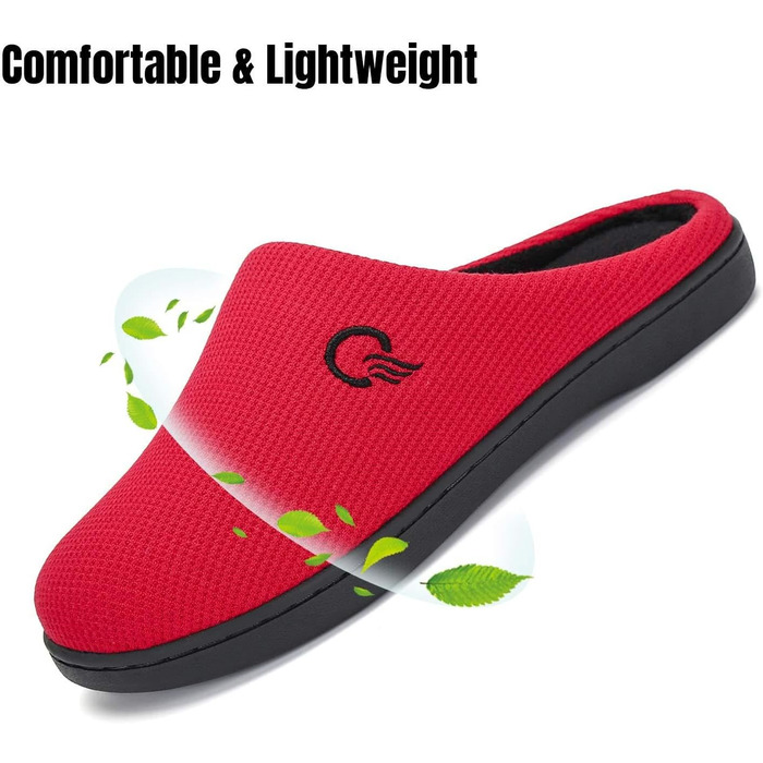 Тапочки Mishansha для дому чоловічі та жіночі зимові, зручні, з пам'яттю, розмір 36-47, червоні