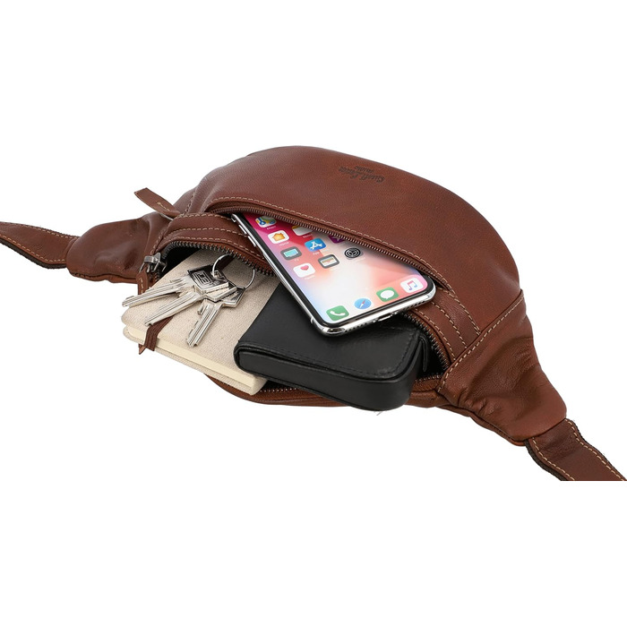 Чоловіча та жіноча поясна сумка Gusti Leather Spencer I з натуральної шкіри, регульований ремінь, темно-коричнева