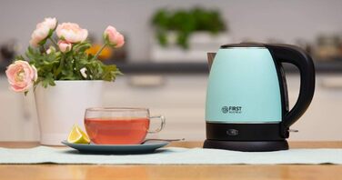 Електричний чайник First Austria Edelstahl, зелено-чорний, 2200W, 1.2л, 20см, з фільтром від накипу, захистом від сухого кипіння, бездротовий
