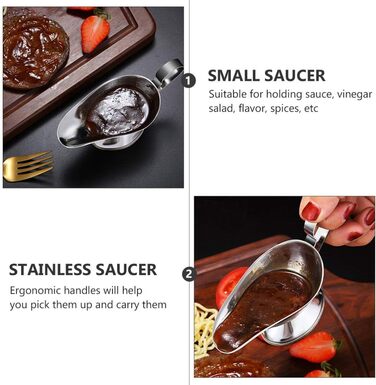 UPKOCH 3-Piece Stainless Steel Saucepan, Sauce Dish, Sauce Bowl, Sauce Pot, Sauce Jug, Small Milk Jug, Dessert Bowl, Sauce Bowl for Roasts, Juices, and Sauces