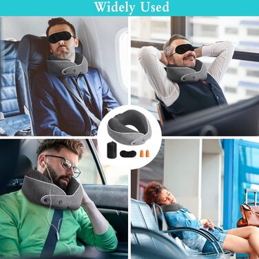 Подушка для шиї в подорожах, Memory Foam, ергономічна, з маскою для сну та навушниками, у чохлі
