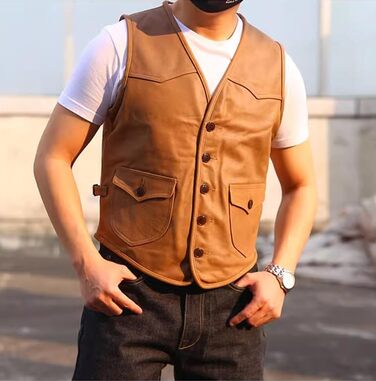 Костюм жилетки Solovedress для чоловіків з екошкіри, стилі вестерн, чорний, Regular Fit