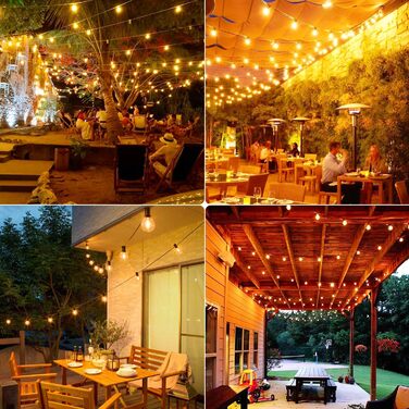 LED гірлянда для вулиці з димером - 30 метрів, G40 лампочки, таймер, IP44, вологостійка, для балкона, саду, вечірки, шлюбу, тераси (15м, 17+2 димери)