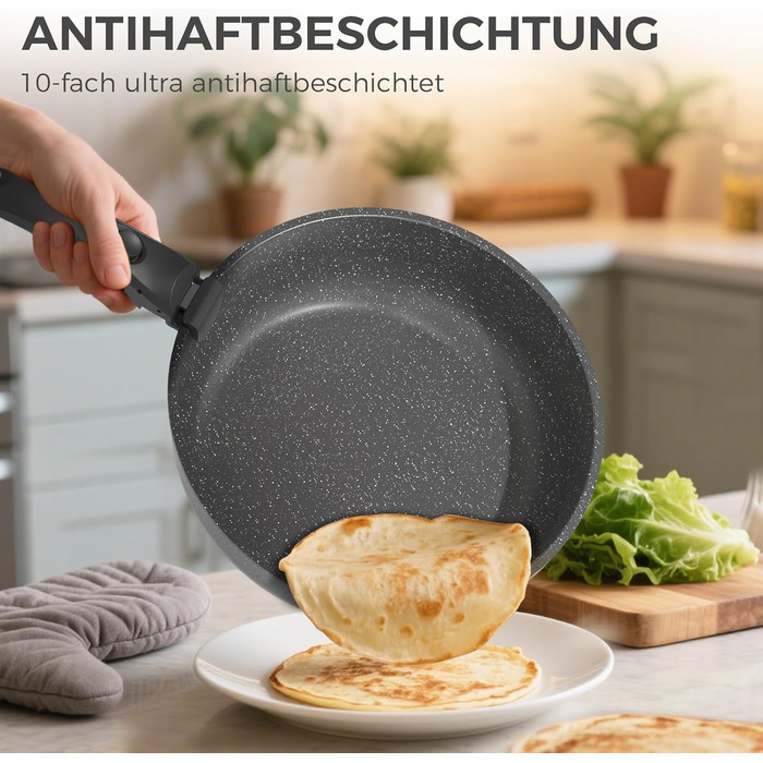 Набір кухонного посуду YASHE 15 предметів: каструлі та сковорідки з гранітно-посудовій поверхні, знімні ручки, складаний, легко миється, сумісний з індукцією, газом та склокерамікою, білий (сірий)