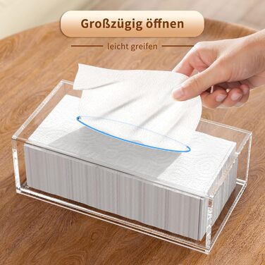 AITEE Acrylic Cosmetic Tissue Box: 25x13x9 cm Clear Tissue Box with Magnetic Lid for Dining Room, Bathroom, Bedroom, Office, Coffee Table, Car