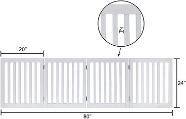 Захисний бар'єр для собак Unipaws: дерев'яне, розкладне, без свердління, 4 елементи, 61 см, 204x61 см