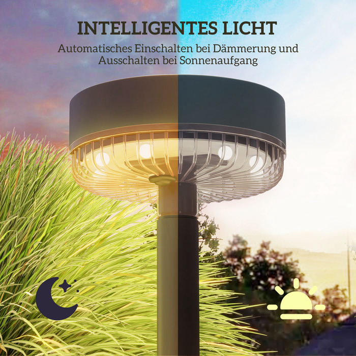 Outsunny Solar Lamps 3-Piece Solar Lights Garden Light Warm White Light IP65 Waterproof for Lawn Balcony Black