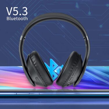 Бездротові навушники Uliptz Over-Ear Bluetooth з 65 годинами роботи, 6 EQ-режимів, HiFi стерео, складні, для подорожей/офісу/телефону/ПК (Чорний)