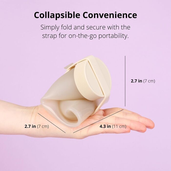 BLUE GINKGO Collapsible Water Bottles [2-Pack] – Lightweight, foldable silicone bottles for travel, hiking, and camping (500ml, Made in Korea, Beige)