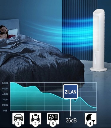 Колонний вентилятор Zilan TOWER FAN COOLER, білий