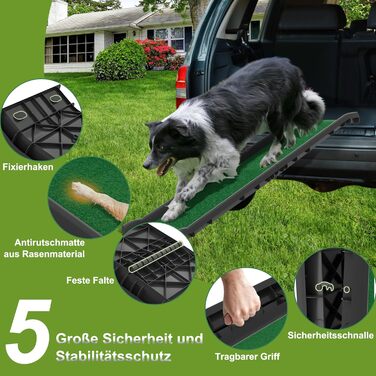 Рампа для собак UISEBRT, авторампа в багажник, 156 x 40 см, до 90 кг, зелена