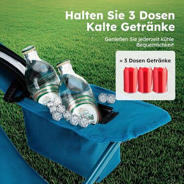 Набір 2 складаних стільців High Point Sports для кемпінгу, риболовлі та саду з підсклянником та охолоджувальним відсіком (до 120 кг), синій