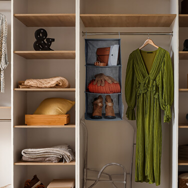 Relaxdays 2x Clothes Closet Hanging Shelf, 3 Compartments