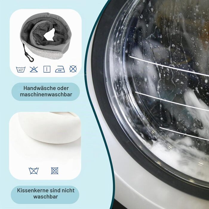 Подушка для подорожей під шию з ефектом пам'яті (Memory Foam) для літака та авто, сіра, з набором: беруші, маска для сну та сумка для зберігання