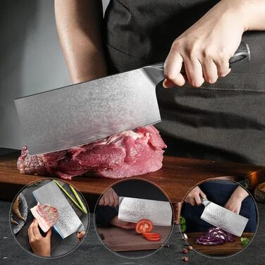 Набір кухонних ножів Damast: професійний ніж для м'яса, ніж шеф-кухаря, ручна робота, з нержавіючої сталі Damast, з антиковзним дерев'яним руків'ям, подарункова коробка