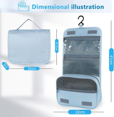 Kulturbeutel AiQInu: Розкладна косметичка-органайзер для подорожей з гачком, унісекс, блакитна