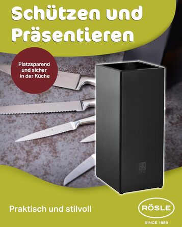 Набір кухонних ножів Rösle Cuisine 7 предметів: дерев'яний блок з бамбука, 5 ножів зі сталі, ножиці, захист пальців