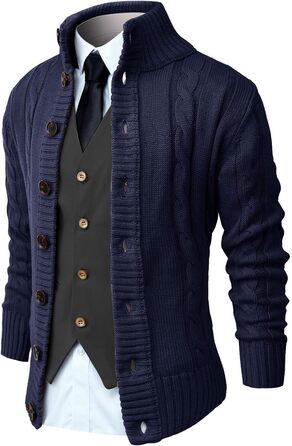 Чоловічий в'язаний кардиган NITAGUT, стильний зимовий, лаконічний, теплий, темно-синій