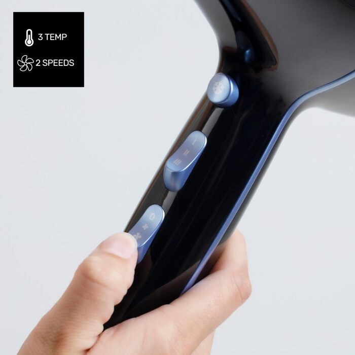 Фен Taurus Alize 2200 з іонізацією та керамічним покриттям | 6 режимів, холодний потік, концентратор та дифузор | Чорний