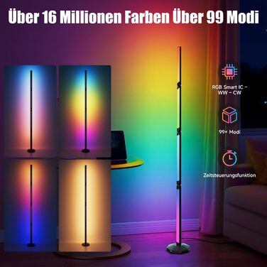 LED лампа Electight RGB для столу з регулюванням яскравості, 800 люмен, складний дизайн, пульт дистанційного керування та додаток, 16 мільйонів кольорів, 99 режимів, синхронізація з музикою та таймер, для читання, офісу та ігор (170см)