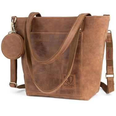 Сумка жіноча шкіряна через плече Berliner Bags Verona вінтажний стиль, велика сумка-шопер з YKK блискавкою, колір верблюжий