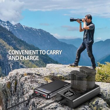 Запасний акумулятор EN-EL15 (2 шт.) та зарядний пристрій Dual LED USB для камер Nikon Z6, Z7, Z8, D7500, D7000, D7100, D7200, D500, D600, D610, D750, D780, D800, D810, D800E, D810A, D850