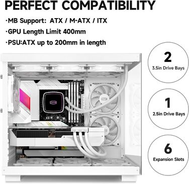 Корпус ПК Tower ATX C3T500 ARGB від PCCOOLER: 6 вентиляторів ARGB, підтримка RTX 40, скляна панель, безрамна конструкція (білий)