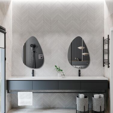 Дзеркало Boromal Spiegel чорне 40x60 см з металевим обрамленням для ванної, туалету, спальні (65x90 см, асиметричний стиль A)