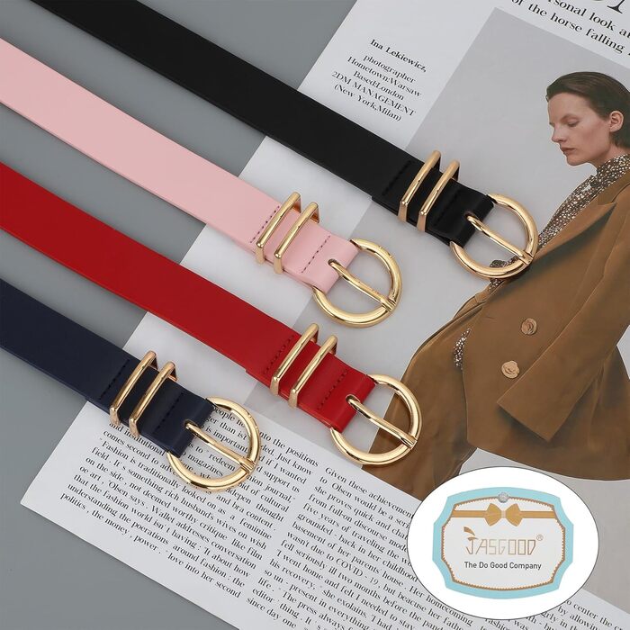 Жіночий шкіряний ремінь JasGood з золотою пряжкою, 120 см (підходить для талії 91-105 см)