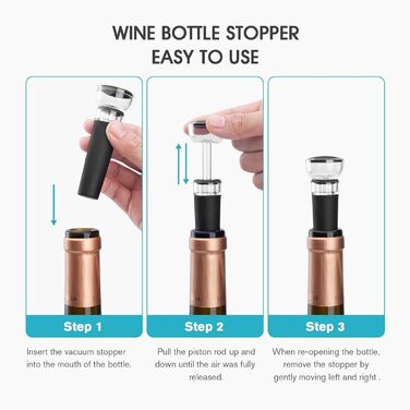 Sommelier knife, wine opener, professional corkscrew made of stainless steel, bottle opener with foil cutter, wine aerator pourer and vacuum stopper, wine accessories. (Sommelier knife)
