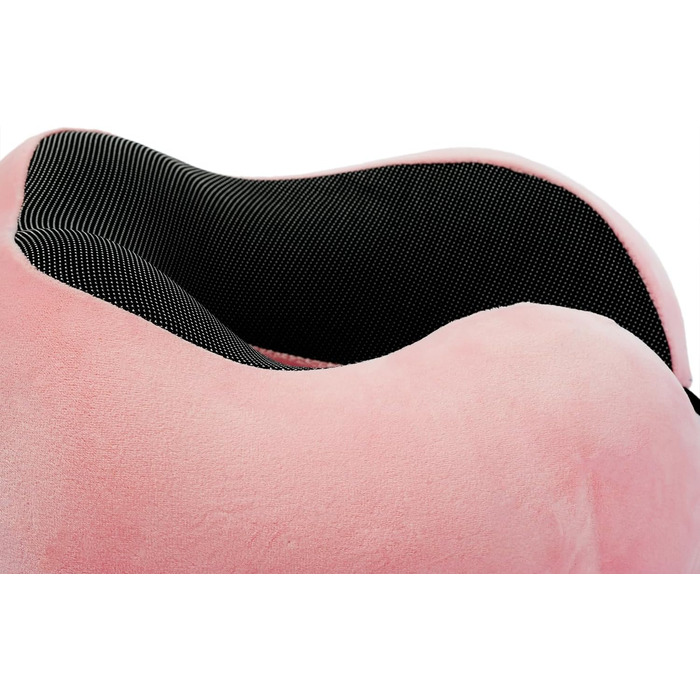 Подушка для шиї з піною пам'яті, 360-градусна підтримка голови, комфортна та легка, ідеальна для сну в літаку, авто, поїзді, автобусі та вдома, з чохлом (Рожева)