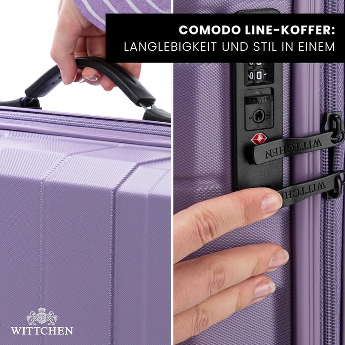 Набір валізWITTCHEN COMODO Line: 3 шт. ABS, телескопічна ручка, TSA-замок, 4 колеса (фіолетовий)