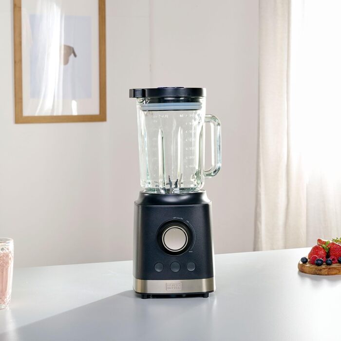 Black+Decker 2200W Stand Mixer with Glass Bowl - 2.2L, 8 Speeds, 6 Stainless Steel Blades, Ice Crush & Smoothie Maker