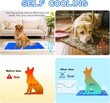 Килимок охолоджуючий для собак та котів, самоохолоджуючий, 65x50 см, з нетоксичним гелем