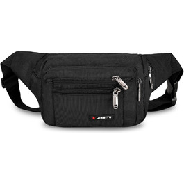 Поясна сумка на пояс для чоловіків та жінок, сумка на ремінь з блискавкою, універсальна сумка на стегно з 5 відділеннями, спортивна сумка на стегно для активного відпочинку, туризму, кемпінгу та їзди на велосипеді, чорна