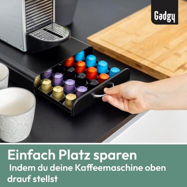 Тримач для капсул Nespresso Gadgy - органайзер для 50 капсул, нержавіюча сталь, чорний