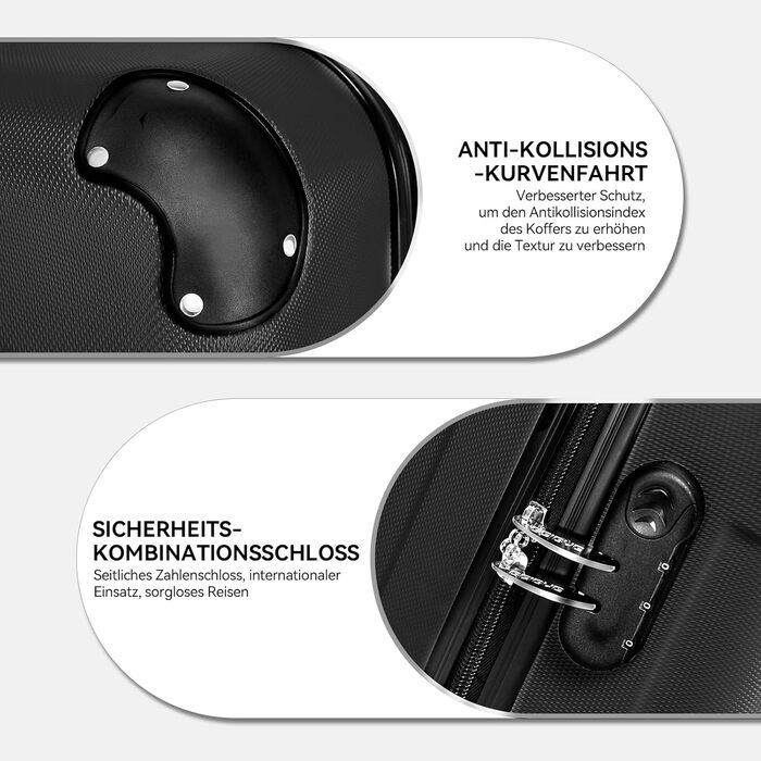 Чохол-валіза Beibye з кодовим замком, 4 колеса, чорний, 55 см