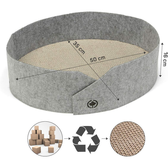 Кігтеточка для котів CanadianCat Owen XL, 50 см, сіра, з фетровою поверхнею