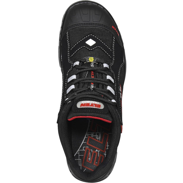 Робочі черевики ELTEN SENEX Pro ESD S3 для чоловіків, текстиль, пластикова захисна капа, легкі, спортивні, чорно-червоні, розмір 44 EU, чорний/сірий
