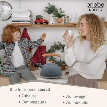 Чайник електричний Nordic Wasserkessel Induktion 2.3L з нержавіючої сталі, для чаю та кави, з нержавіючої сталі, сірий, сумісний з усіма типами плит