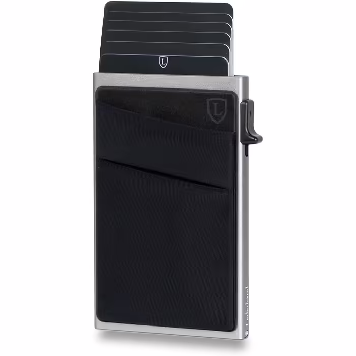 Cardon Wallet - Mini Card Holder with Money Pocket and Space for up to 7 Credit Cards - Minimalist – Card Holder made of real Aluminum with RFID Protection - Gift Box | (Gray)