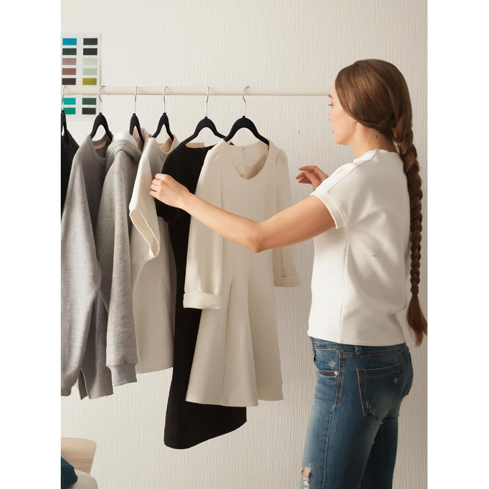 В'язки для одягу з велюру 20 шт. - В'язки для одягу, що економлять місце, для костюмів, тонкі антиковзаючі вішалки для штанів, поворотний гачок на 360°, широкі вішалки для одягу, міцні велюрові вішалки (Чорний)