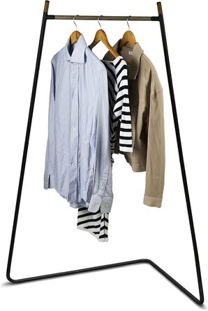 Iris Ohyama Stylish Clothes Rack, Ladder, Includes Hooks, Robust Frame, Non-Slip, For Bedroom, Studio, Closet, Space-Saving, Clothes Drying Rack, Easy Assembly, PI-O150 (Black, Folding)