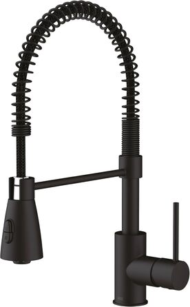 Кухонний змішувач Lenz KALANI² в стилі - з регульованою насадкою для миття посуду – легка установка та висока якість обробки – 46070322 (Для високого тиску, Чорний)