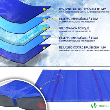 Ортопедичне ліжко для собак Vounot з знімною охолоджувальною підстилкою, 2 в 1, для маленьких собак, миється, 76x51x9 см (Сірий, L 91 x B 70 x H 9 см)