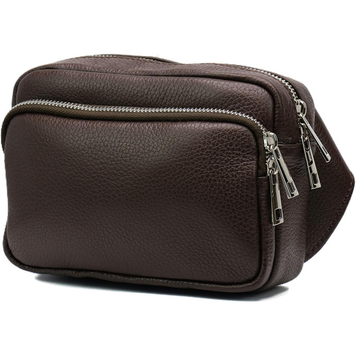 Чоловіча/жіноча поясна сумка на стегнах з натуральної шкіри Jisoo G412 (темно-коричнева)