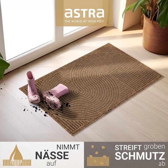 Придверний килимок Astra протибрудний та протиковзкий для вулиці, тераси та балкона, стійкий до погодних умов, 45x75 см, коричневий