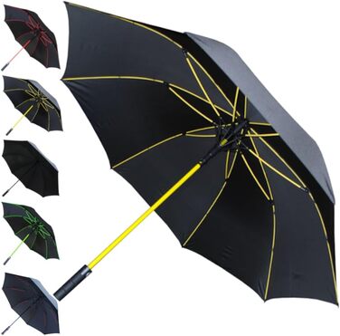 COLLAR AND CUFFS London XL Golf Umbrella - Windproof, Fiberglass Ribs, Automatic Open/Close - Red & Yellow