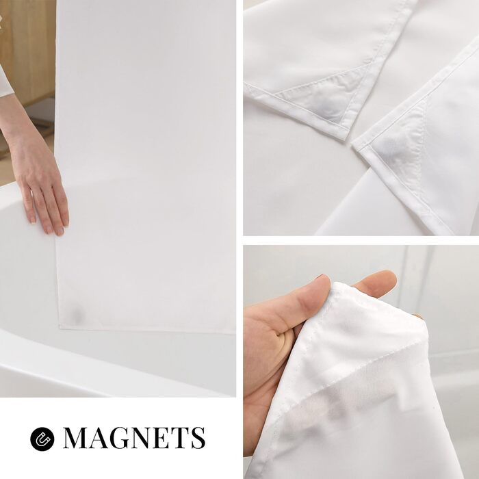 Набір штор для душу River Dream, бавовняна суміш, вафельна тканина, 180x188 см, білий з квітковим малюнком