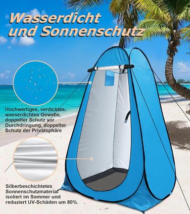 Pop-Up Privacy Tent for Toilet & Changing - Portable Outdoor Shower Tent with Carry Bag (UV 40+) - Green & Blue